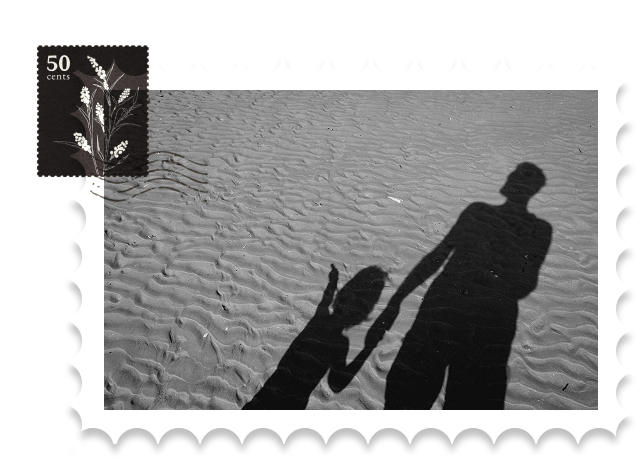 Vintage post card and stamp to represent Earthbound digital memorial page